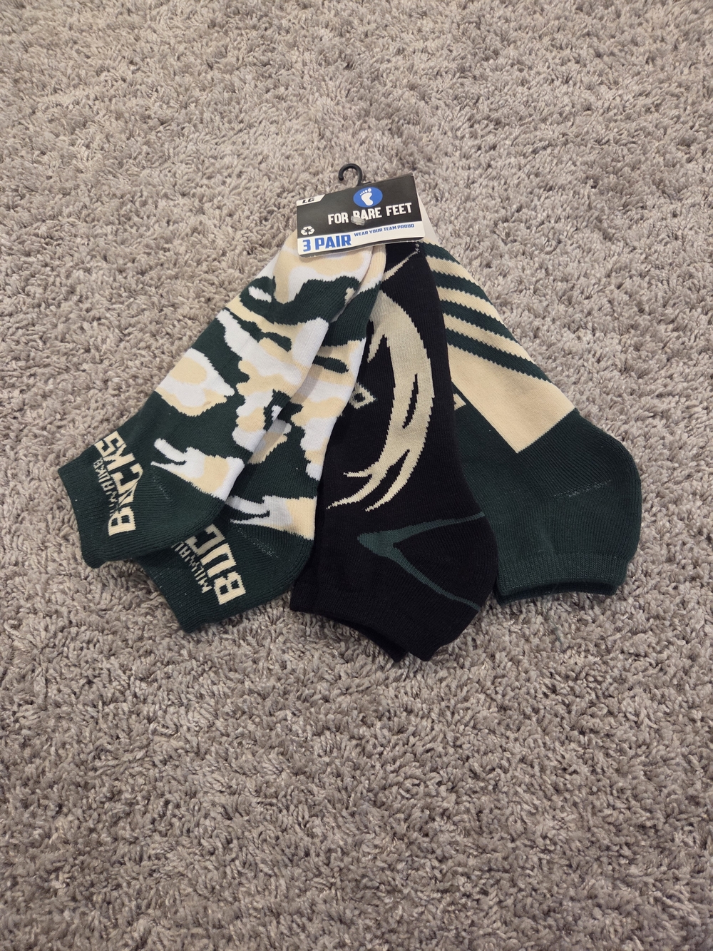 3-Pair Ankle Socks - Milwaukee Bucks Licensed.